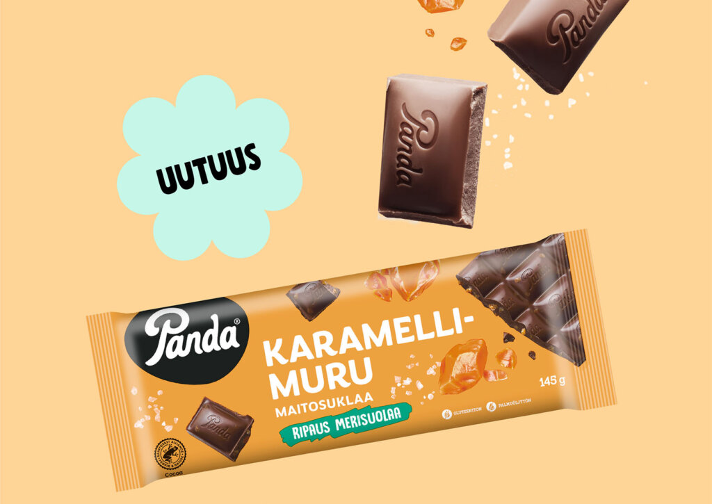 uutuus Panda® Karamellimuru ja merisuola maitosuklaa