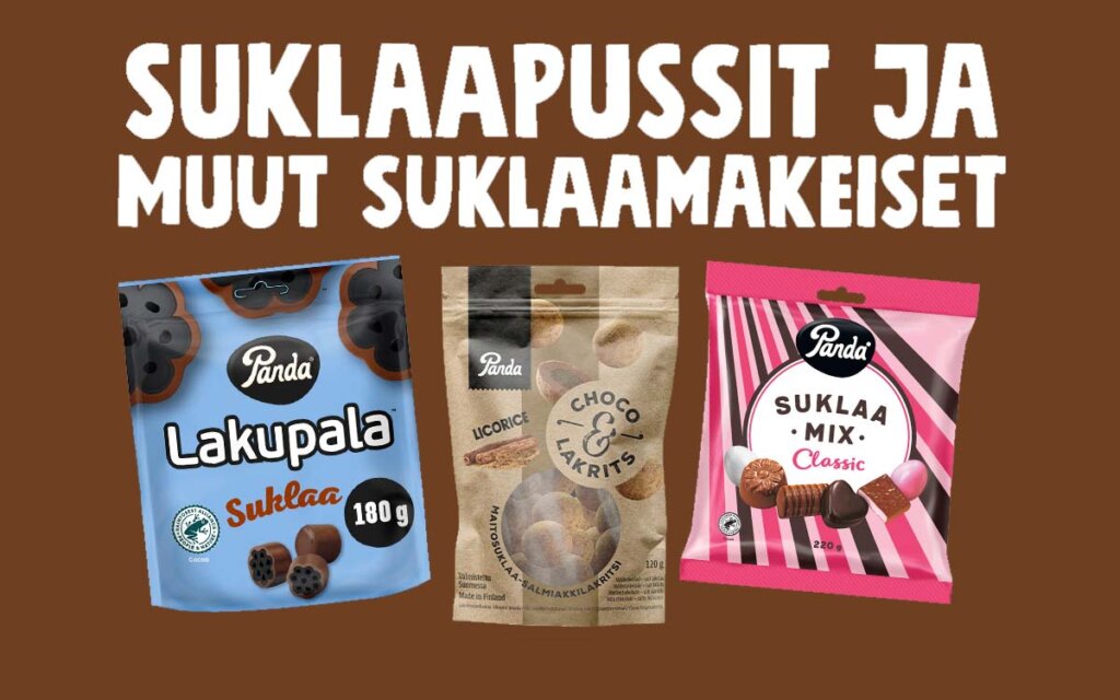 Panda suklaapussit ja muut suklaamakeiset